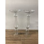 PAIR TALL WRYTHEN GLASS HAT WIG STANDS