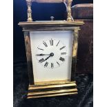 STRIKING AND REPEATING CARRIAGE CLOCK IN ORIGINAL BOX WITH KEY