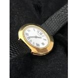 LADIES 18CT GOLD TIFFANY WRISTWATCH ON A STRAP WITH 18CT BUCKLE SIGNED TIFFANY MADE BY TIFFANY