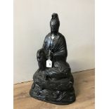 20TH CENTURY BRASS CAST GODDESS GUAN YIN FIGUREEN 49CM HIGH