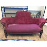 MID 19TH CENTURY CARVED WALNUT UPHOLSTERED SOFA 175CM W