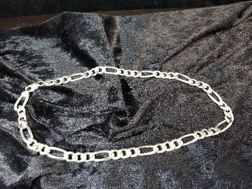 SILVER FIGARO CURB LINK NECKLET W65G