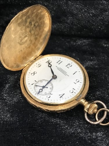 LADIES 18CT LONGINES HUNTER POCKET WATCH ALL CASE GOLD CASE DIAL AND MOVEMENT SIGNED