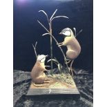 1950s FOLK ART CARVED TITMOUSE GROUP