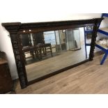 MID 19THC CARVED OAK FRAMED MIRROR IN THE JACOBETHAN STYLE 188CM WIDE