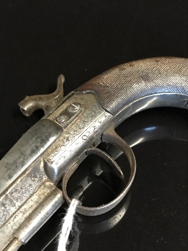 19THC PISTOL WITH CARVED WALNUT HANDLE ENGRAVED SCROLLWORK WITH CARTWRIGHT NORWHICH ON TOP OF - Image 2 of 2