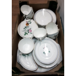 A BOX CONTAINING NORWEGIAN FLORAL PATTERNED DINNER SET