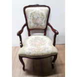 TAPESTRY SEATED AND BACKED ARM CHAIR