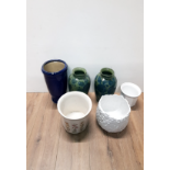 A QUANTITY OF STONEWARE VASES AND PLANTERS