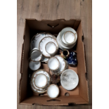 A BOX OF ASSORTED WARE INC NORITAKE TEA WARE ETC