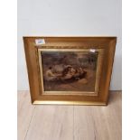 A VICTORIAN GILT FRAMED CHRYSTOLEUM DEPICTING A FAMILY IN A ROWING BOAT