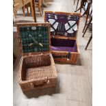 TWO WICKER PICNIC BASKETS