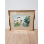 A GILT FRAMED WATERCOLOUR OLD FARMSTEAD AT NOVI LIGUA ITALY SIGNED H R WILKINSON