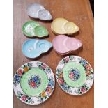 A LOT OF MALING LUSTERWARE AND TWO MALING PEONY ROSE PLATES