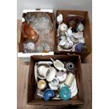 THREE BOXES OF ASSORTED GLASS AND CHINA INCLUDING PARAGON PIECES