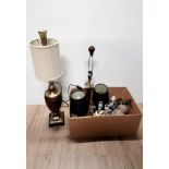 A BOX OF MODERN TABLE LAMPS