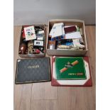 A COLLECTION OF MISCELLANEOUS ITEMS INCLUDING POSTCARDS AND RONSON LIGHTER ETC