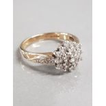 9CT GOLD DIAMOND CLUSTER RING 0 33CT DIAMONDS SIZE L AND A HALF