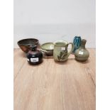 SIX PIECES OF STUDIO ART POTTERY INCLUDING RADFORD BOWL ETC