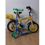 A KIDS DIGBY PEDAL BIKE AND A SCOOTER