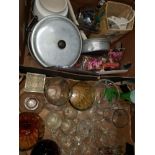 2 BOXES OF ASSORTED WARE INC GLASSWARE ETC