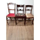 A GEORGIAN TAPESTRY SEATED CHAIR AND TWO OTHERS