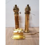 TWO GIMBLE UPRIGHT OIL LAMPS