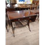 A MAHOGANY REGENCY STYLE DROP LEAF SOFA TABLE