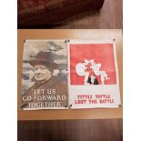 TWO WW2 POSTERS CHURCHILL AND HITLER