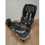 A MAXI COSI CAR SEAT AND A PRAM