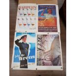 FOUR WW2 POSTERS INCLUDING JOIN THE WRENS AND VICTORY HARVEST