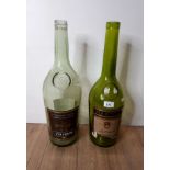 TWO LARGE GLASS MARTELL COGNAC BOTTLES