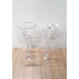 TWO LARGE GLASS COCKTAIL GLASSES