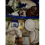 2 BOXES OF ASSORTED WARE INC GLASS POTTERY AND PORCELAIN