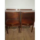 A PAIR OF REPRODUCTION SHERITON STYLE SINGLE DRAW UNITS WITH BRASS HANDLES