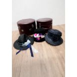 TWO HAT BOXES AND THREE LADYS HATS