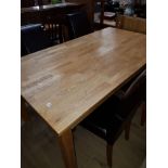 A NICE MODERN DINING TABLE AND 4 LEATHER CHAIRS