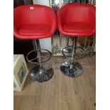 2 RED MODERN KITCHEN BARSTOOLS