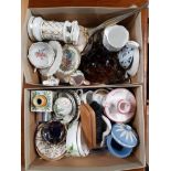TWO SMALL BOXES OF ASSORTED CHINA INCLUDING WEDGWOOD JASPER WARE ETC