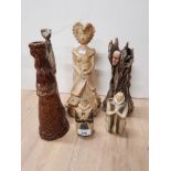 SIX PIECES OF ART STUDIO FIGURES INCLUDING LADY CANDLE HOLDER AND HEAD VASE