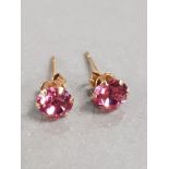 9CT GOLD EARRINGS WITH PINK STONES