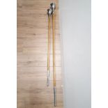 TWO METAL AND WOODEN MARCHING BATONS