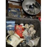 2 BOXES OF ASSORTED POTTERY PORCELAIN AND GLASS WARE