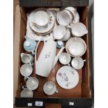 BOX CONTAINING TWO PART TEA SETS ROYAL STAFFORD AND BURLEIGH WARE