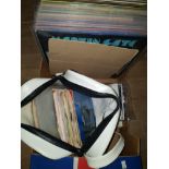 A BOX OF ASSORTED LP RECORDS AND SINGLES