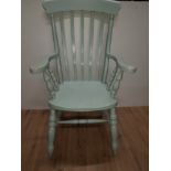 A SOLID HANDPAINTED PINE FARMHOUSE CHAIR