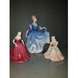 2 COALPORT FIGURES AND A ROYAL DOULTON FIGURINE