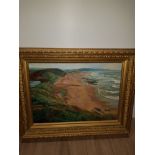 OIL PAINTING ON BOARD SANDY BAY IN GOOD ORNATE FRAME