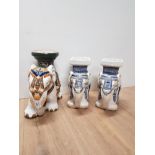 3 MODERN CHINESE POTTERY PLANT STANDS IN THE FORM OF ELEPHANTS