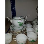 A SUBSTANTIAL AMOUNT OF HANDPAINTED HEREND GREEN LEAF HUNGARIAN TEA WARE